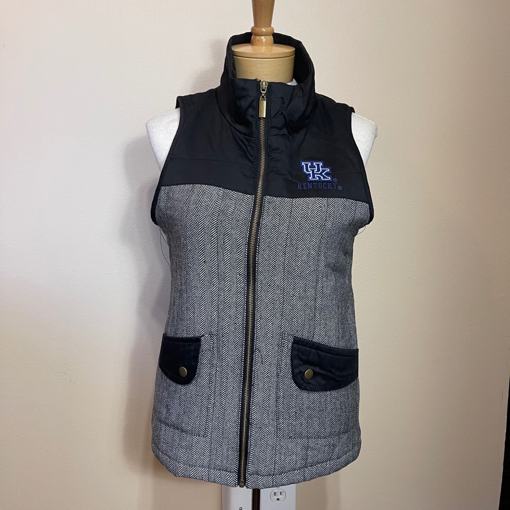 NEW Gameday Couture Kentucky Wildcats Herringbone Puffer Vest Women Small Black